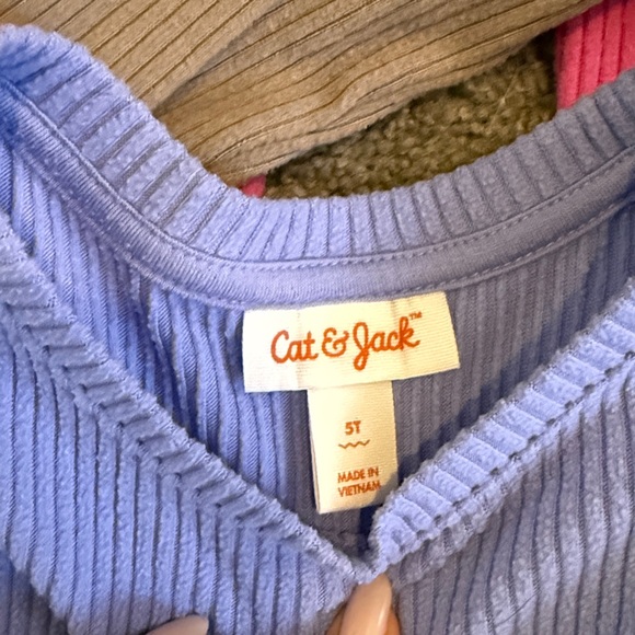 Bundle Cat & Jack Ribbed Long Sleeve Set - Blue, Pink, and Tan - Picture 2 of 2